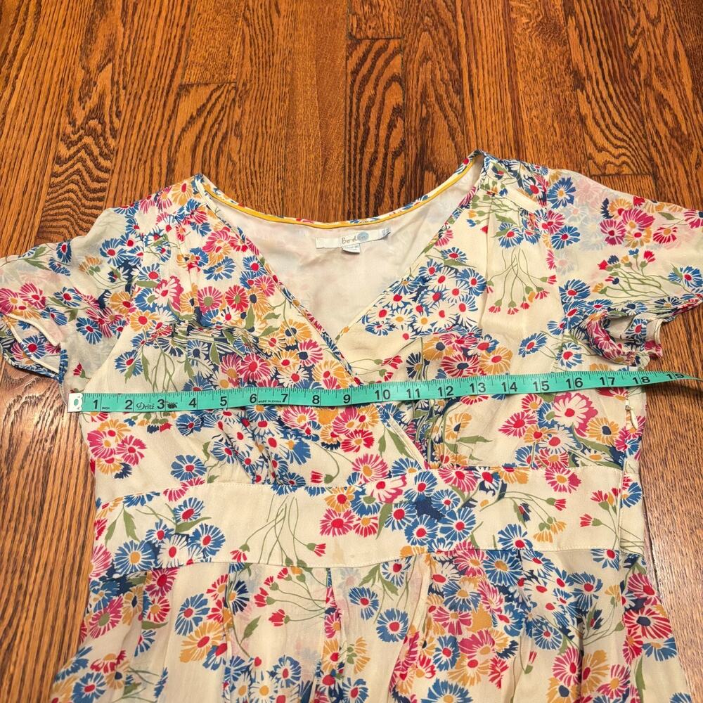 Boden Wildflower Floral Chiffon Dress V-Neck Flutter Sleeve 8L *small flaws* - Picture 8 of 12